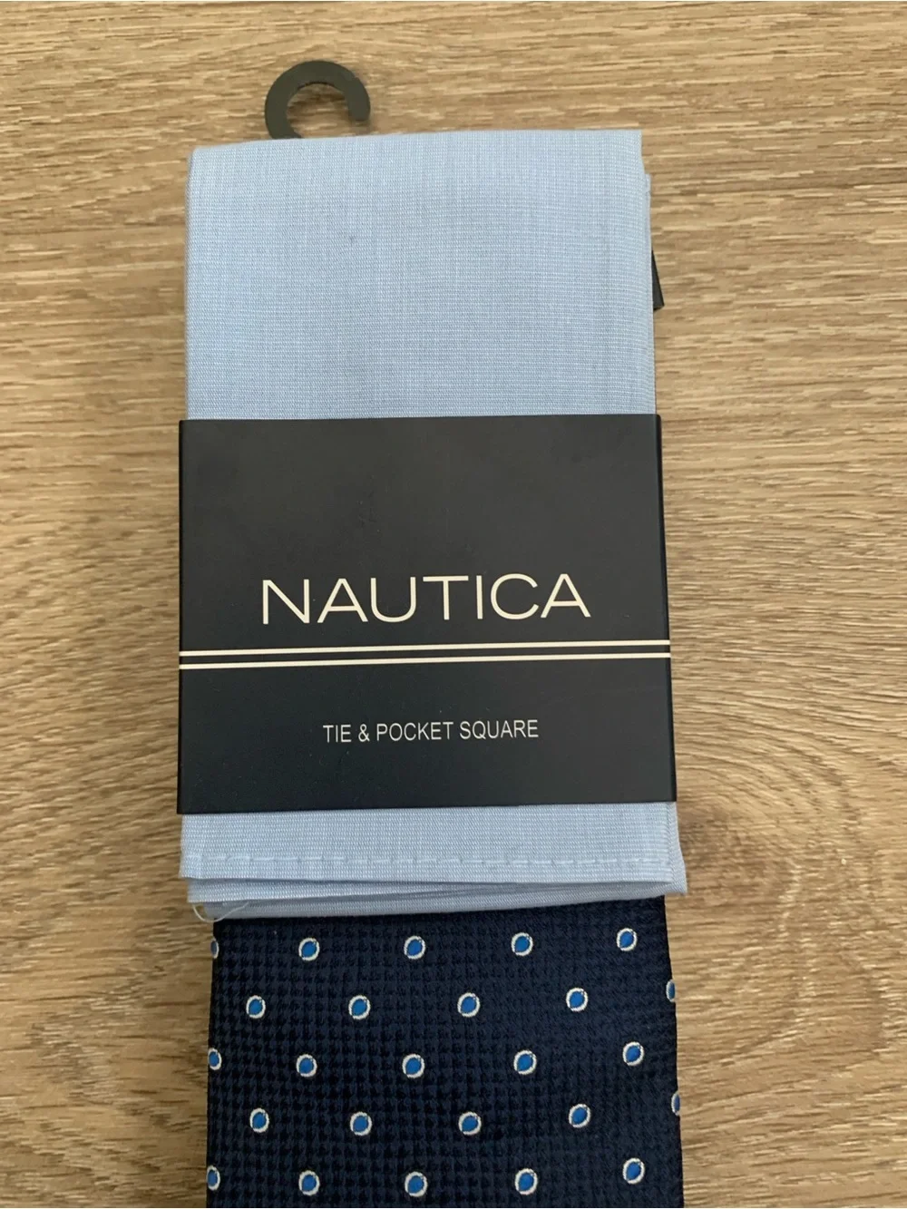 NWT Nautica Dark Blue Tie & Light Blue Pocket Square Set